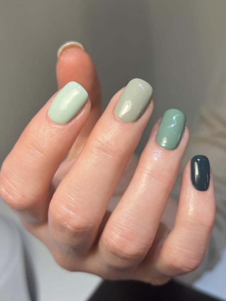 green ombre nails square tip